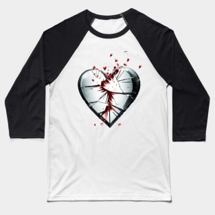 Broken Bleeding Glass Heart Baseball T-Shirt